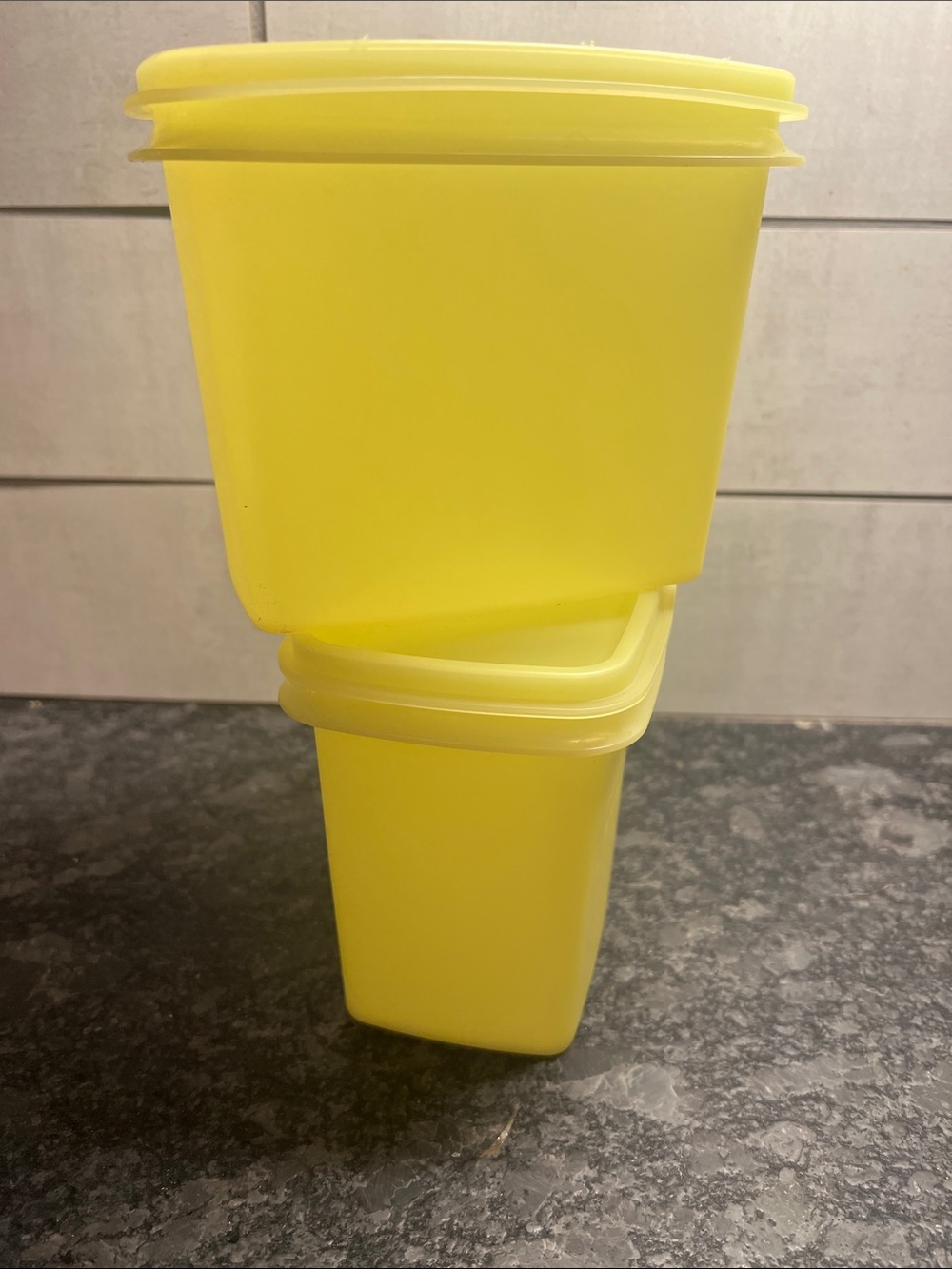 Set of 2 Yellow TUPPERWARE Plastic Food Storage Containers - Exc condition